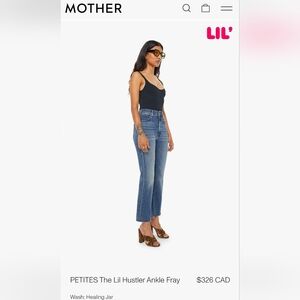 MOTHER PETITES The Lil Hustler Ankle Fray Jeans in Medium Blue